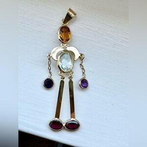 Custom 18K Gold Gemstone Gender Neutral Pendant